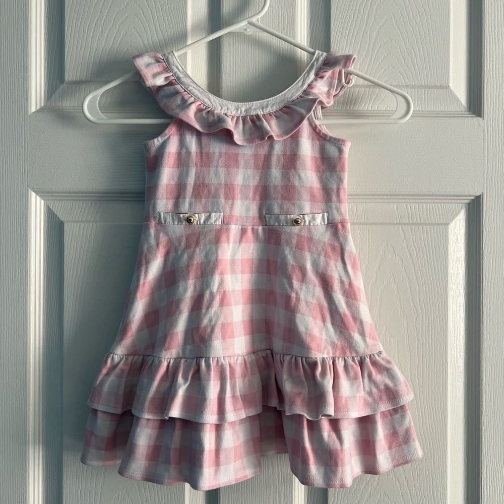 Janie and Jack Pink and White Dress with Ruffle Details